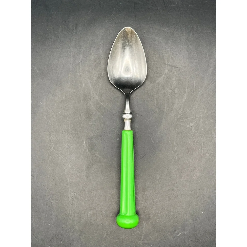 Vtg‎ Oxford Hall Stainless Flatware Green Handle MCM Japan 1973 Large Spoon